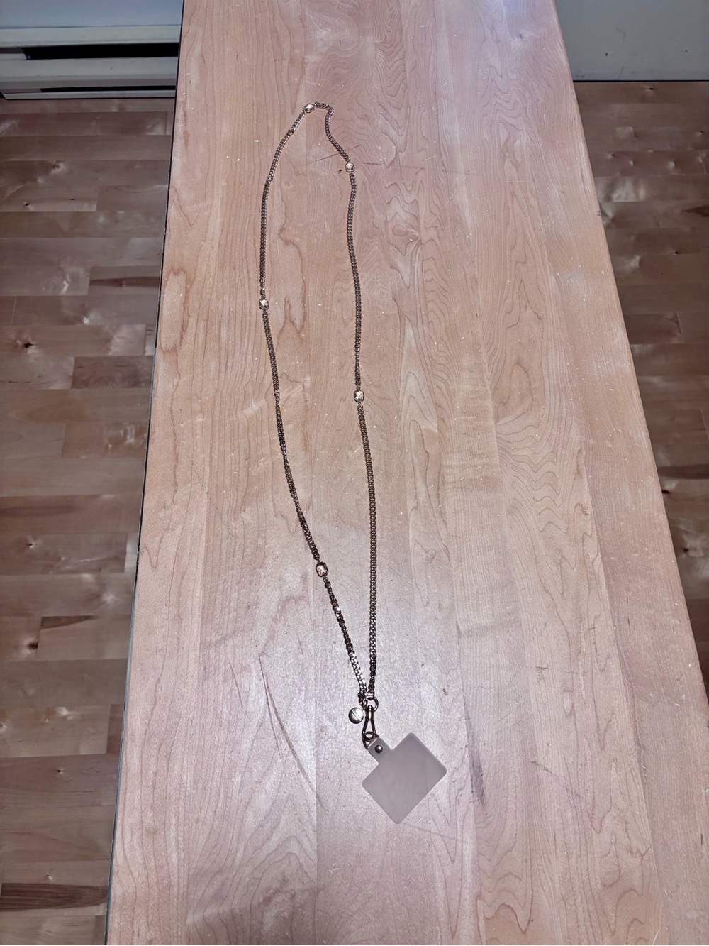 kate spade long gold-tone chain with square charm